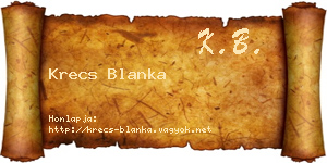 Krecs Blanka névjegykártya